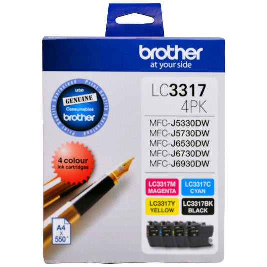 Brother LC-3317 Genuine 4-Ink Value Pack BCMY.