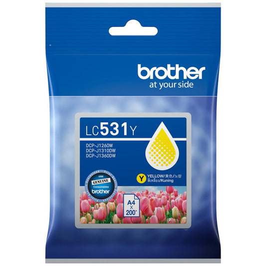 Brother LC-531 Yellow Genuine Ink Cartridge.
