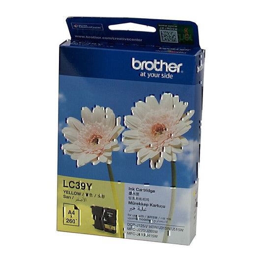 BROTHER LC39 YELLOW GENUINE INK CARTRIDGE.