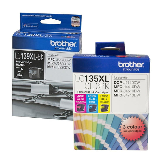 GENUINE BROTHER LC-139 XL & LC-135 XL 4-INK HIGH CAPACITY ORIGINAL VALUE PACK. FREE DELIVERY.