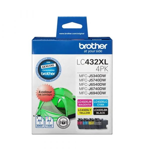 BROTHER LC-432XL GENUINE 4-INK HIGH CAPACITY VALUE PACK.