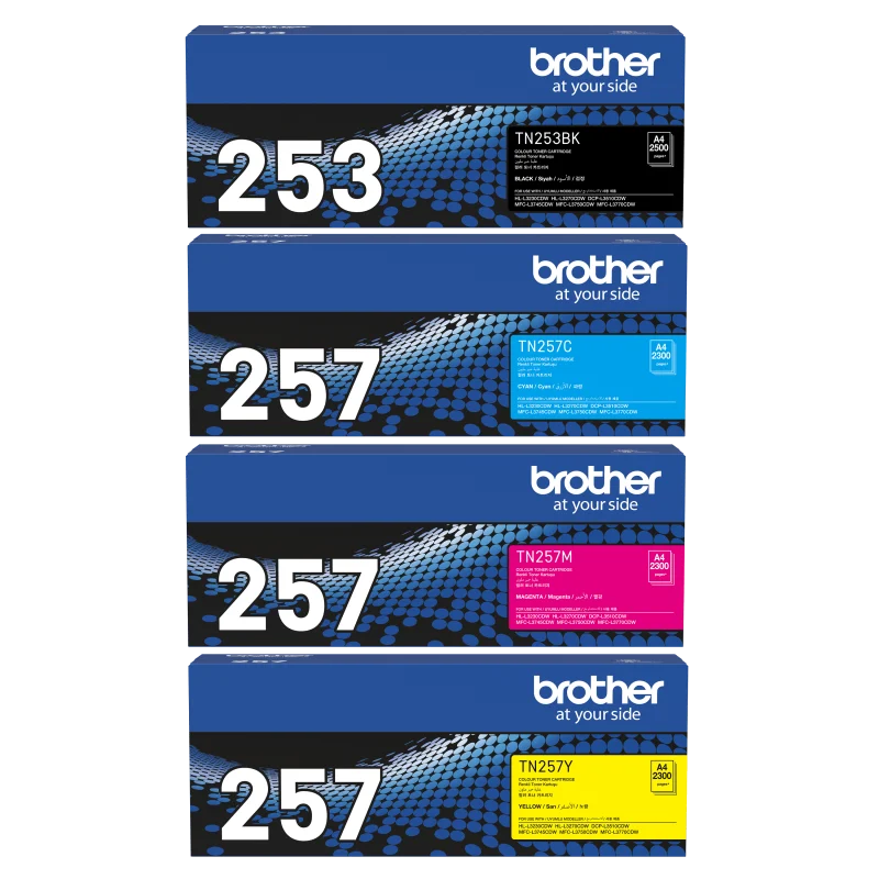Brother TN-253 Black TN-257 Colours Genuine 4-Toner Value Pack.