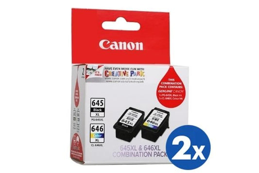 TWO CANON PG-645XL/ CL-646XL BLACK & COLOUR GENUINE HIGH CAPACITY 4-INK COMBO.
