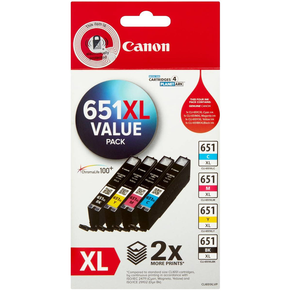 CANON CLI-651 XL GENUINE 4-INK VALUE PACK HIGH CAPACITY CARTRIDGES ...