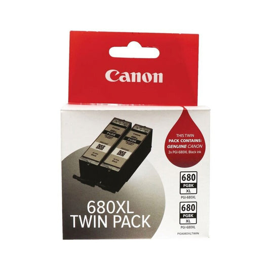 CANON PGI-680XL TWIN GENUINE BLACK INK CARTRIDGES.