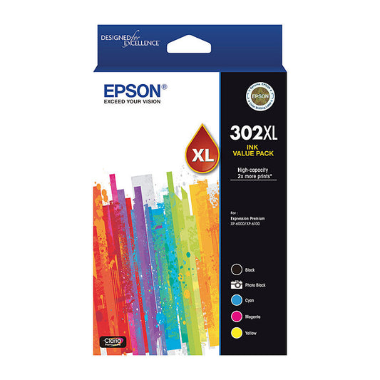 Epson 302 XL Genuine High Capacity 5-Ink Value Pack.