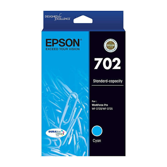 EPSON 702 CYAN GENUINE INK CARTRIDGE.