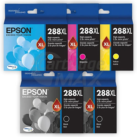 Epson 288XL Genuine 5-Ink High Capacity Value Pack (Extra Black).