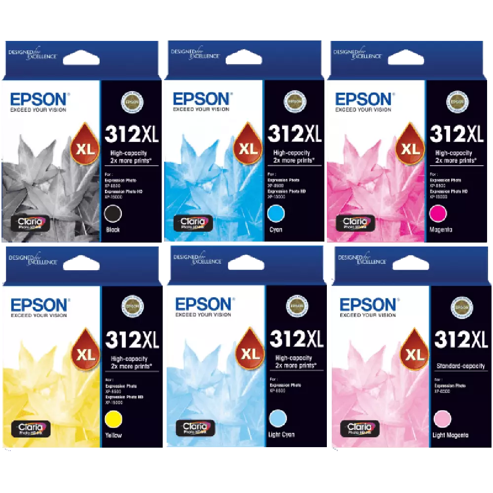 Epson 312XL Genuine High Capacity 6-Ink Value Pack.