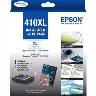 Epson 410XL Genuine High Capacity 5-Ink Value Pack.