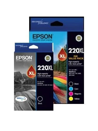 Epson 220XL Genuine High Capacity 5-Ink Value Pack with Extra Black.