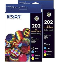 Two Epson 202 Genuine 4-Ink Original Value Packs.