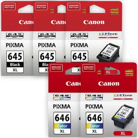 5-Pack Canon PG-645XL (3-Blacks) & CL-646XL (2-Colours) Genuine High Capacity Inks.