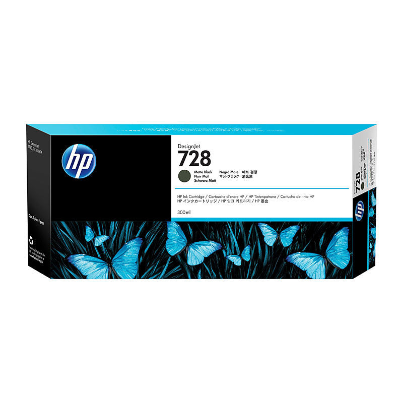 HP #728B Matt Black 300ml Ink Cartridge. 3WX30A
