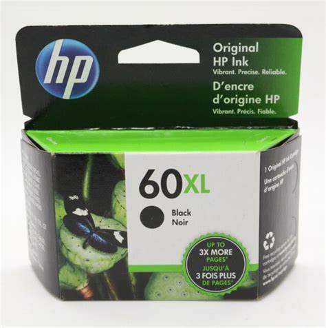 HP 60 XL BLACK GENUINE HIGH CAPACITY INK CARTRIDGE.