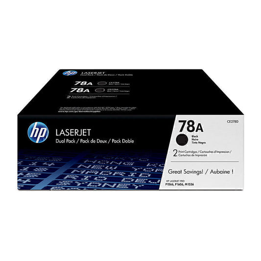 HP 78A TWIN BLACK GENUINE TONER CARTRIDGES.