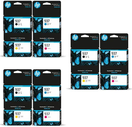 THREE HP 937 Genuine 4-Ink Value Pack (12-Inks).