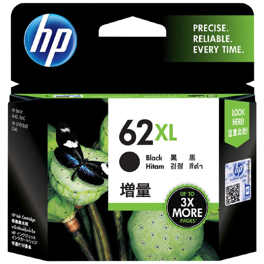 HP 62XL BLACK GENUINE HIGH CAPACITY ORIGINAL INK CARTRIDGE C2P05AA. FREE DELIVERY.