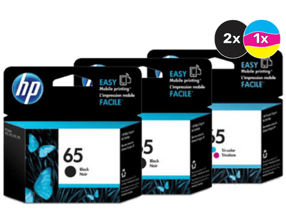 HP 65 GENUINE TRIPLE COMBO 2-BLACKS & 1-COLOUR.