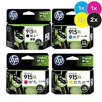 HP 915XL Genuine High Capacity 5-Ink Value Pack with Extra Black.
