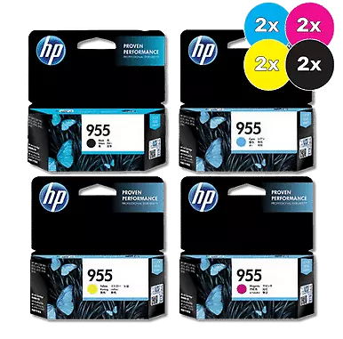 Two HP 955 Genuine 4-Ink Value Pack. (8 Cartridges).
