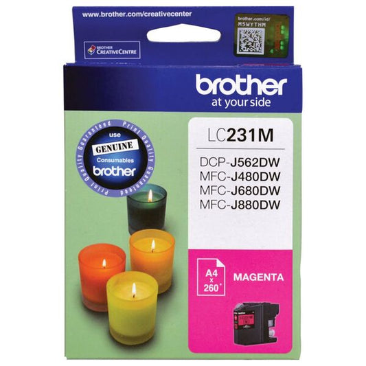 BROTHER LC-231 MAGENTA GENUINE INK CARTRIDGE.
