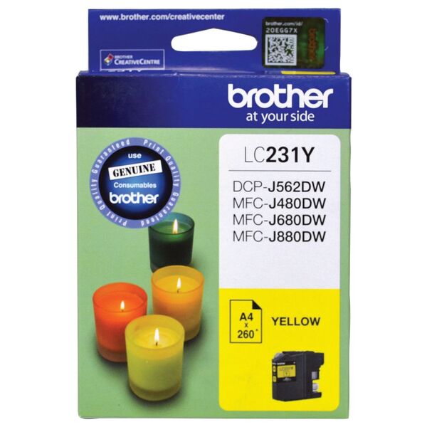 BROTHER LC-231 YELLOW GENUINE INK CARTRIDGE.