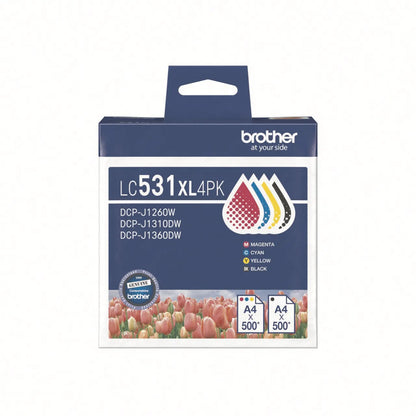 BROTHER LC-531XL GENUINE HIGH CAPACITY 4-INK VALUE PACK.
