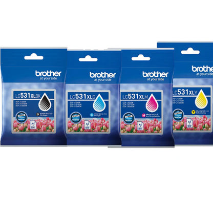 BROTHER LC-531XL GENUINE HIGH CAPACITY 4-INK VALUE PACK.