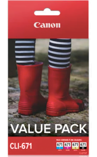 CANON 671 GENUINE VALUE PACK ORIGINAL 4-INKS.