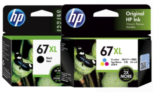HP 67XL GENUINE HIGH CAPACITY BLACK AND COLOUR ORIGINAL COMBO PACK.