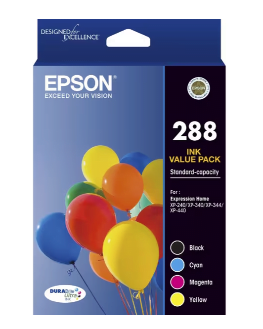 EPSON 288 GENUINE VALUE PACK ORIGINAL 4-INKS.
