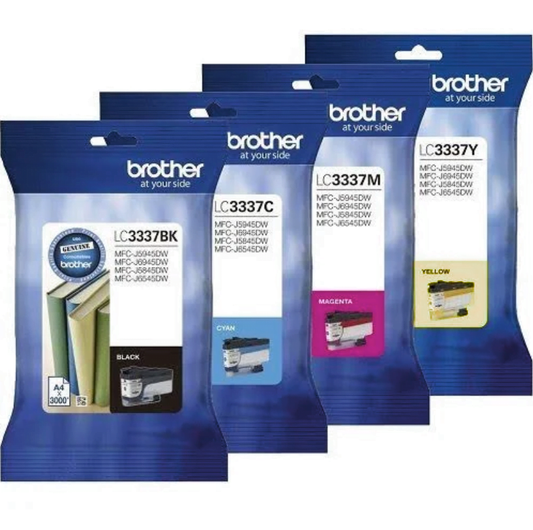 BROTHER LC3337 GENUINE VALUE PACK WITH 4 ORIGINAL BCMY INKS.