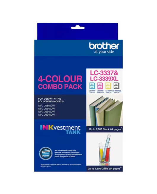 BROTHER LC 3339XL BLACK & LC 3337 COLOURS GENUINE 4-INK VALUE PACK.