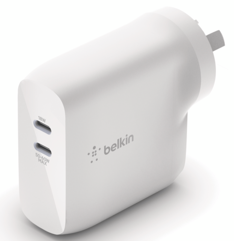 BELKIN BOOSTCHARGE DUAL USB-C PD GAN WALL CHARGER