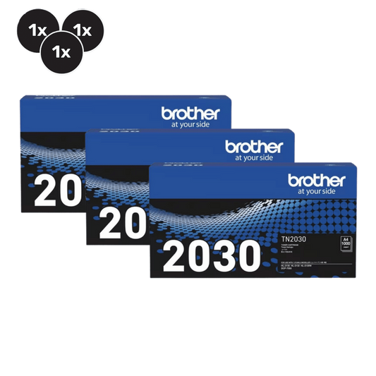 Three Brother TN-2030 Black Genuine Toner. (3-Toner Pack).