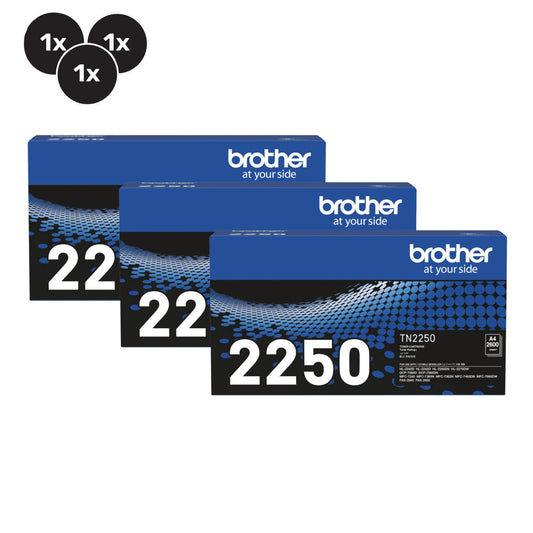 Brother TN-2250 Genuine Triple Pack (3-Toners).