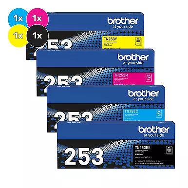 Brother TN-253 Genuine BCMY 4-Toner Value Pack.