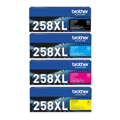 BROTHER TN-258XL GENUINE 4-TONER HIGH YIELD VALUE PACK.