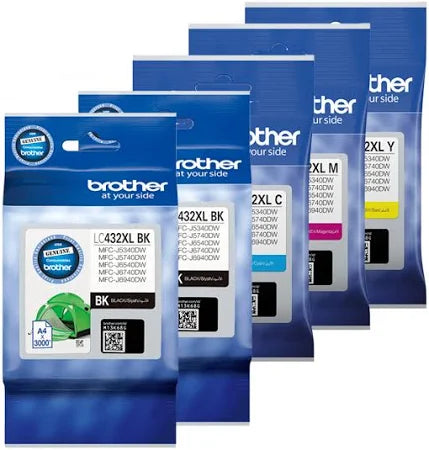 Brother LC-432XL Genuine 5-Ink Value Pack with extra Black.