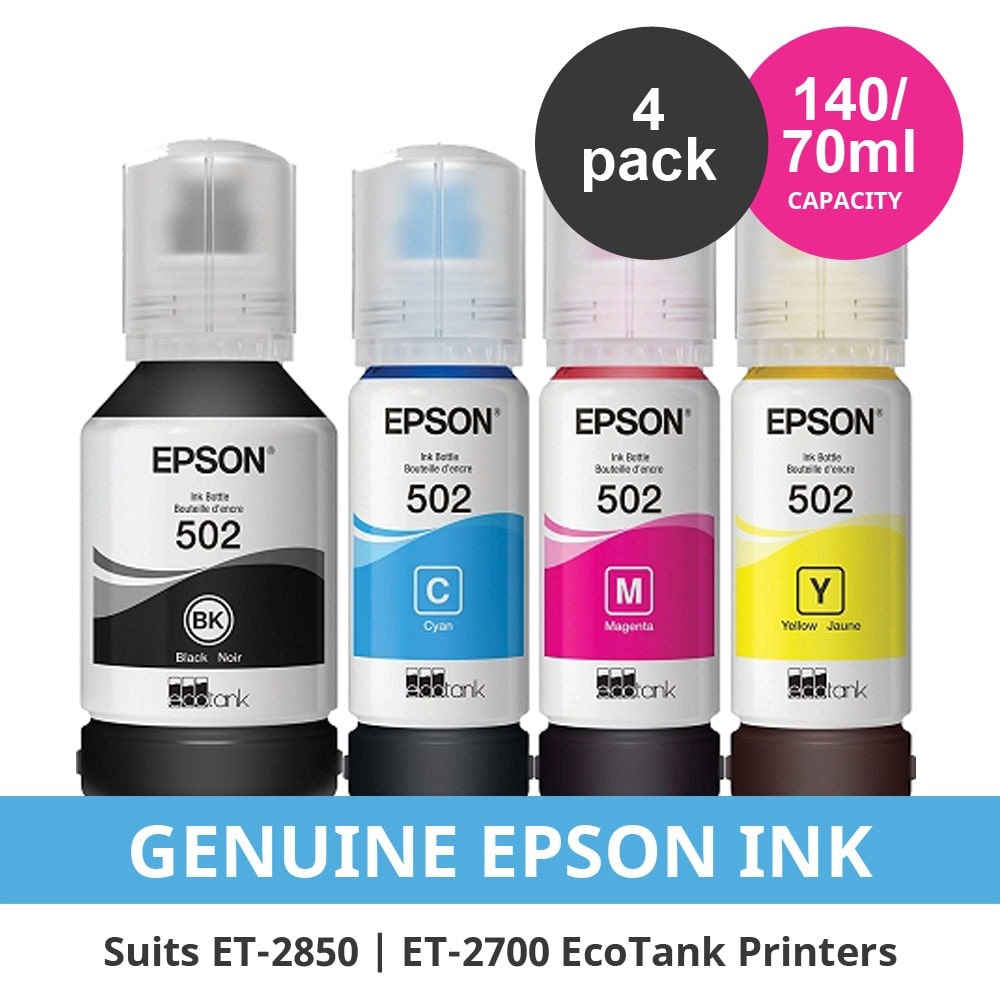 EPSON 502 BCMY GENUINE 4-BOTTLE VALUE PACK.