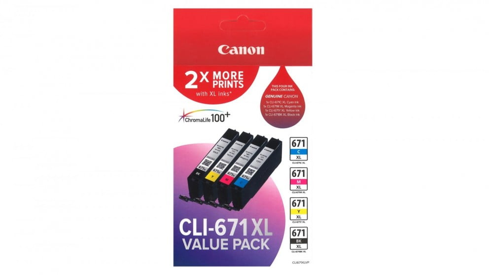 CANON CLI-671XL GENUINE 4-INK HIGH CAPACITY ORIGINAL VALUE PACK. FREE DELIVERY.