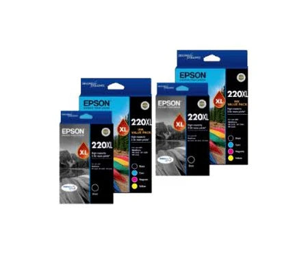 Two Epson 220XL Genuine 5-Ink High Capacity Original Value Pack.