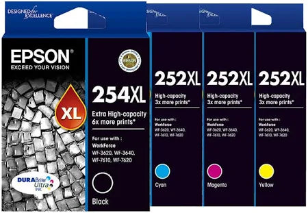 Epson 254 XL/ 252 XL Genuine 4-Ink Original High Capacity Value Pack.