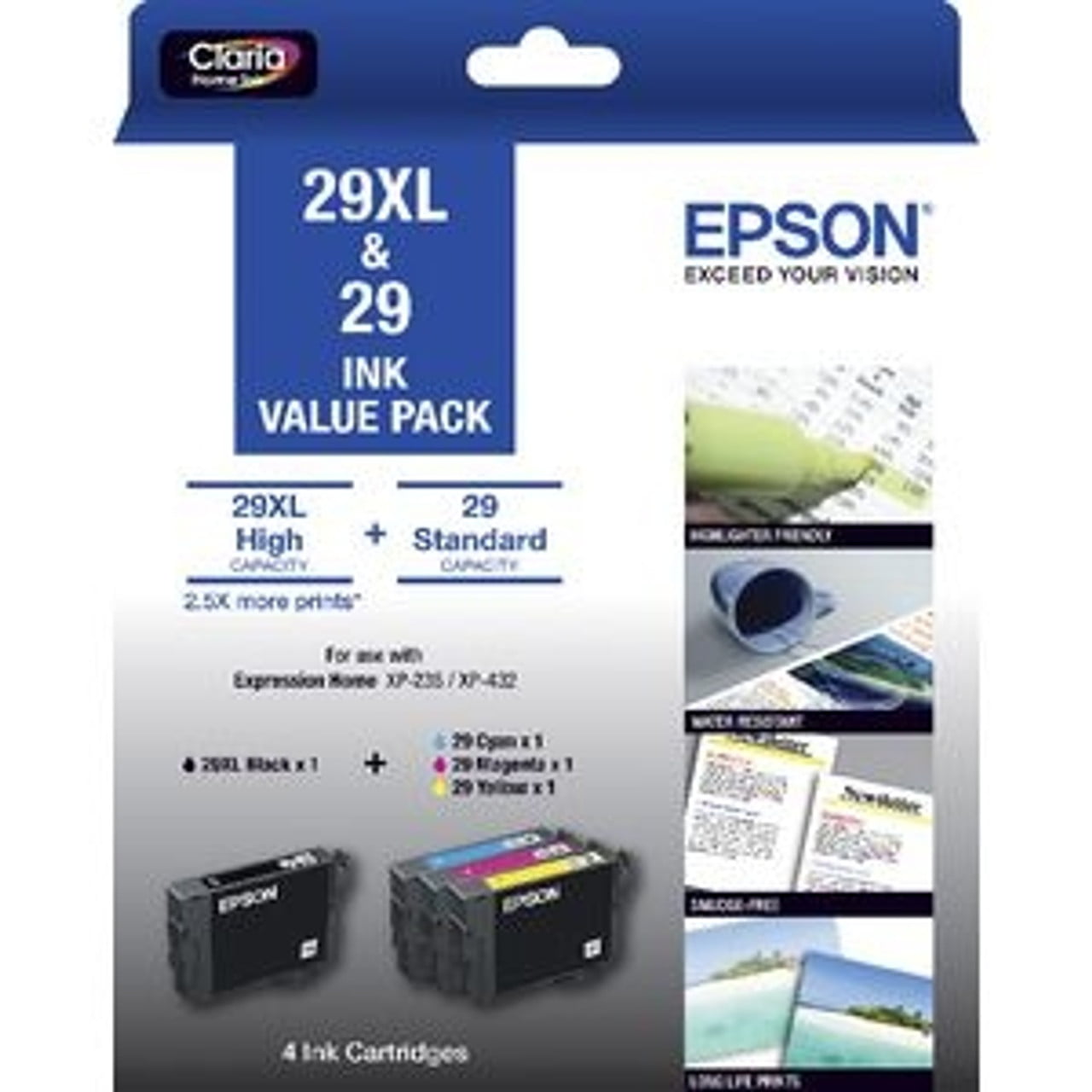 Epson Genuine 29XL Black and 3-Colors Standard Original Value Pack