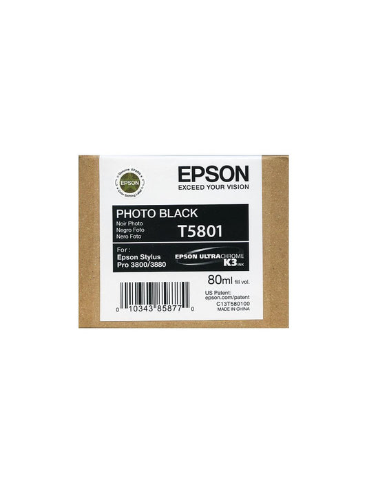 Epson T5801 Photo Black Genuine Ink Cartridge. NO BOX SALE.