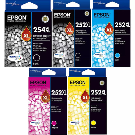 Epson 254XL/ 252XL Genuine 5-Ink High Capacity Value Pack.