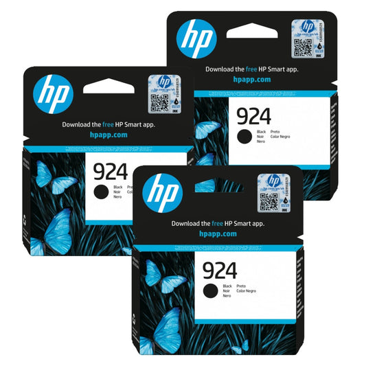 Three HP 924 Black Genuine Ink Cartridge.