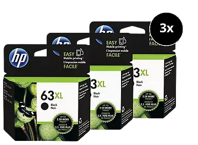 HP 63XL Black Triple High Capacity 3-Ink Value Pack.