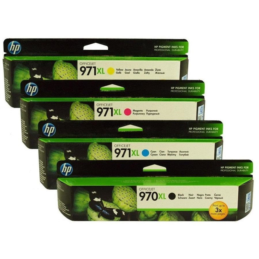 HP 970XL Black and HP 971XL Genuine High Capacity 4-Ink Value Pack.